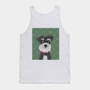 Salt and Pepper Miniature Schnauzer Dog with Green Daisies Tank Top